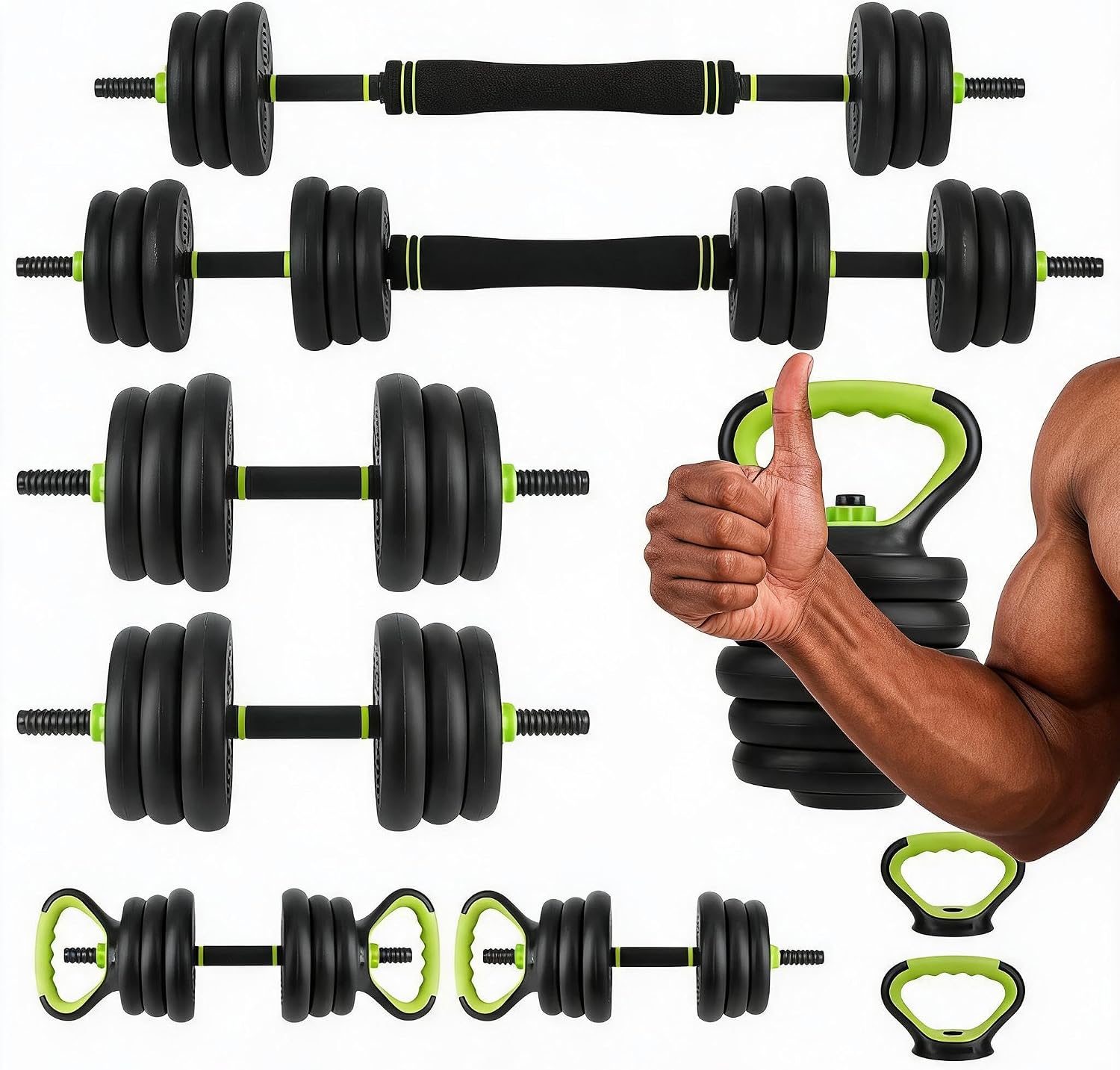 Home Gym Weight Bench - 4-in-1 verstelbare dumbbellset, 44 lbs vrije