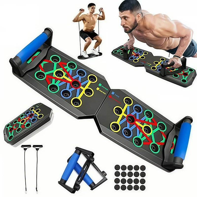 Home Gym Simple - Opvouwbaar push-up board met weerstandsbanden, multifunctionele