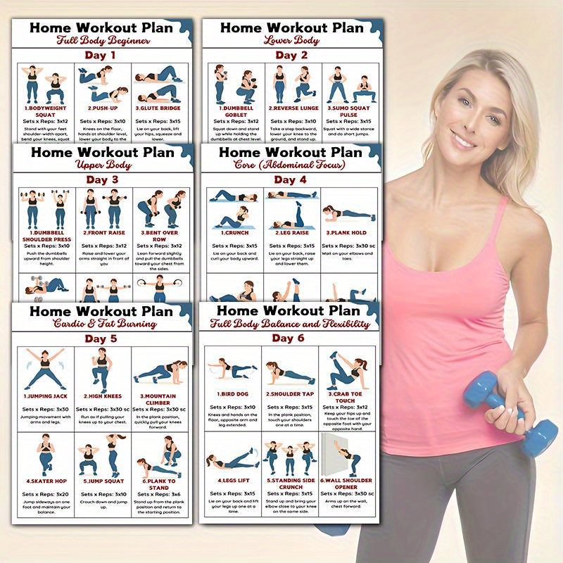 6 stuks fitness-wandkaarten vo - Workout Plan Home Gym recensie en prijs